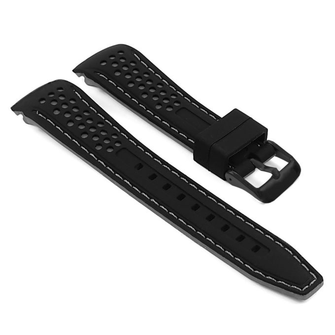 Pu6.1.7.mb Rubber Sport Strap With Matte Black Buckle In Black And Grey 1