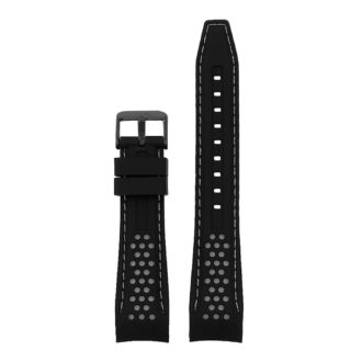 Perforated Rubber Strap with Curved Ends and Black Buckle | StrapsCo