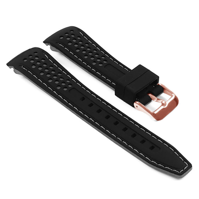 Pu6.1.7.rg Rubber Sport Strap With Rose Gold Buckle In Black And Grey 1