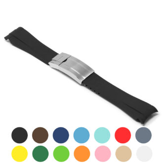 r.rx1 Gallery Black StrapsCo Silicone Rubber Replacement Watch Band Strap For Rolex With Curved Ends