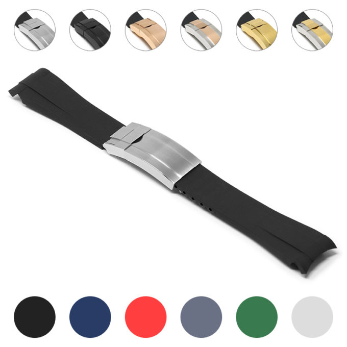 r.rx1 Gallery StrapsCo Silicone Rubber Replacement Watch Band Strap For Rolex With Curved Ends