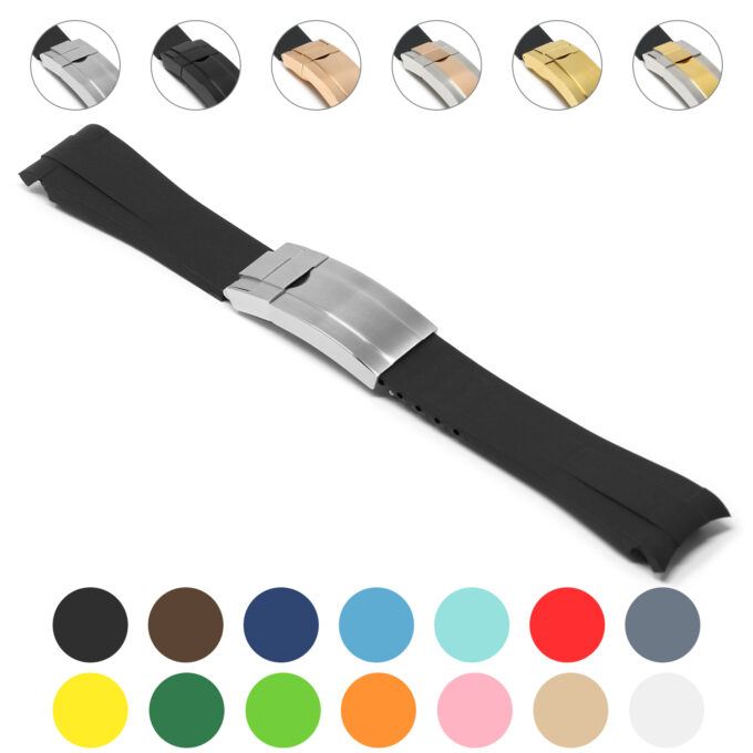 r.rx1 Gallery StrapsCo Silicone Rubber Replacement Watch Band Strap For Rolex With Curved Ends Updated