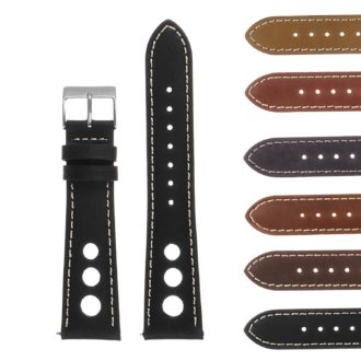 Ra4.1 Gallery Vintatge Leather Rally Watch Strap In Black