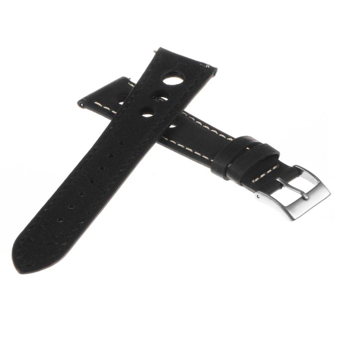 Ra4.1 Vintatge Leather Rally Watch Strap In Black 2