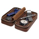 Zc.2.2 Vintage Leather Zippered Watch Case In Brown