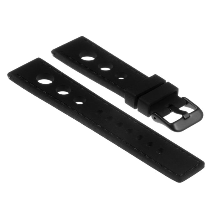 Pu11.1.1.mb Silicone Rally Strap In Black W Matte Black Buckle
