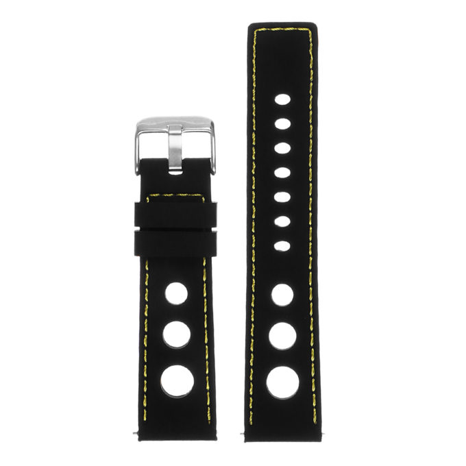 Pu11.1.10 Silicone Rally Strap In Black W Yellow Stitching 3