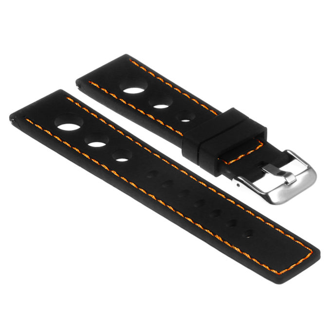 Pu11.1.12 Silicone Rally Strap In Black W Orange Stitching