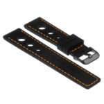 Pu11.1.12.mb Silicone Rally Strap In Black W Orange Stitching W Matte Black Buckle