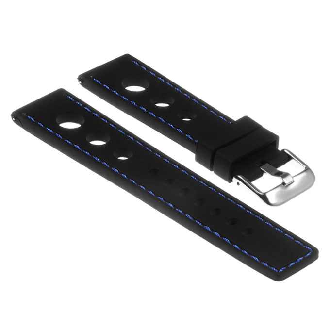 Pu11.1.5 Silicone Rally Strap In Black W Blue Stitching