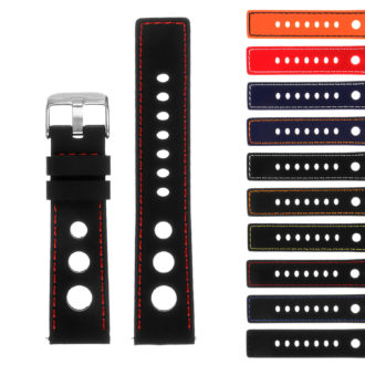 Pu11.1.6 Gallery Silicone Rally Strap In Black W Red Stitching