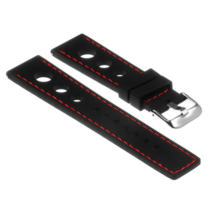Pu11.1.6 Silicone Rally Strap In Black W Red Stitching
