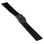 Rubber Strap In Black W Black Stitching & Matte Black Clasp