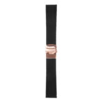 Rubber Strap In Black W Black Stitching & Rose Gold Clasp