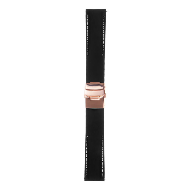 Rubber Strap with Stitching & Rose Gold Clasp With Quick Release | StrapsCo