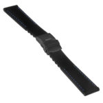 Rubber Strap In Black W Blue Stitching & Matte Black Clasp