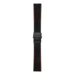 Rubber Strap In Black W Red Stitching & Matte Black Clasp