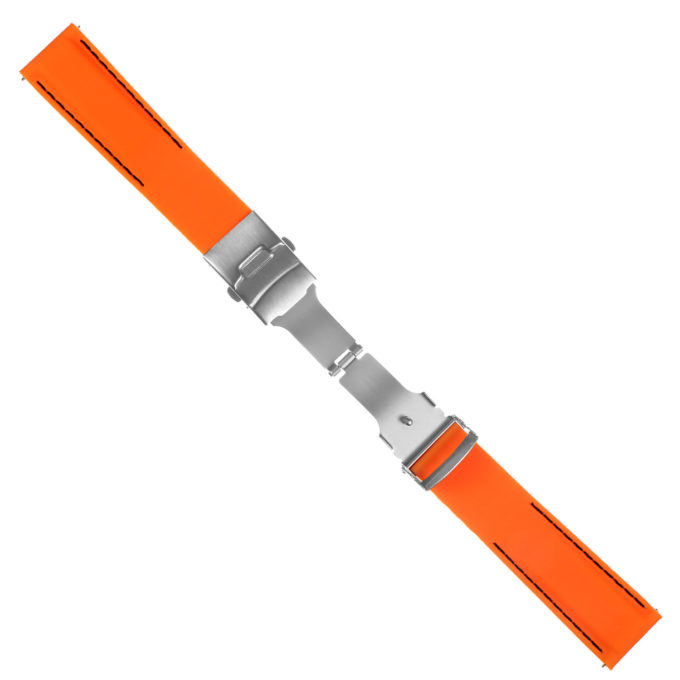 Pu12.12.1 Silcone Rubber Strap In Orange W Black Stitching 2