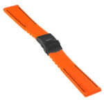 Rubber Strap In Orange W Black Stitching & Matte Black Clasp