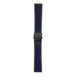 Rubber Strap In Blue W Orange Stitching & Matte Black Clasp