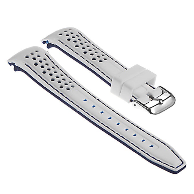 Perforated Rubber Strap in White and Blue