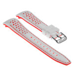 Perforated Rubber Strap in White and Red