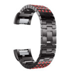 Fb.m55.mb..6 Back Stainless Steel Bangle Bracelet W Red Rhinestone In Matte Black Fits Charge 2