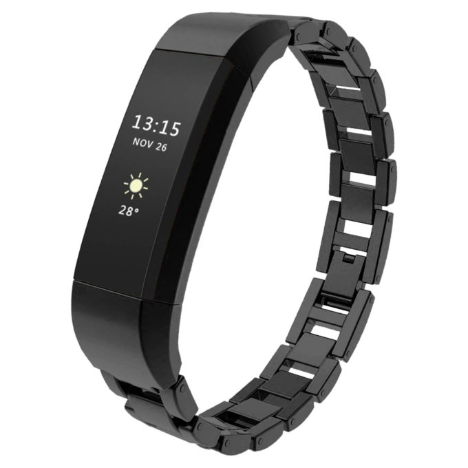 Fb.m58.mb Front Stainless Steel Bangle Bracelet Fits Fitbit Alta In Black