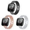 Fb.m61 All Color Stainless Steel Bangle Bracelet W Rhinestones Fits Fitbit Versa In Matte Black