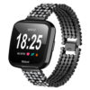 Fb.m61.mb Front Stainless Steel Bangle Bracelet W Rhinestones Fits Fitbit Versa In Matte Black