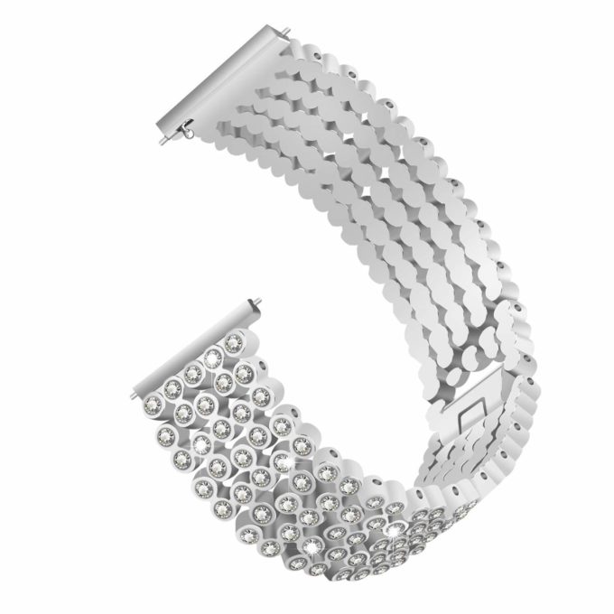 Fb.m61.ss Stainless Steel Bangle Bracelet W Rhinestones Fits Fitbit Versa In Silver 2