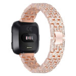 Fb.m62.rg Stainless Steel Bangle Bracelet W Rhinestones Fits Fitbit Versa In Rose Gold 2