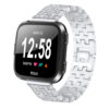 Fb.m62.ss Stainless Steel Bangle Bracelet W Rhinestones Fits Fitbit Versa In Silver