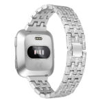 Fb.m62.ss Stainless Steel Bangle Bracelet W Rhinestones Fits Fitbit Versa In Silver 2
