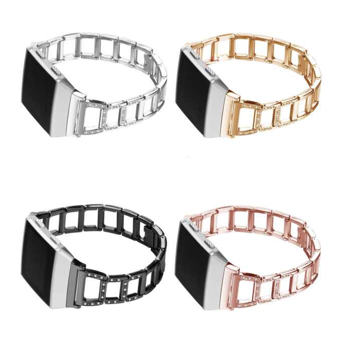 Fb.m64 All Color Stainless Steel Bangle Bracelet Rhinestone For Fitbit Ionic
