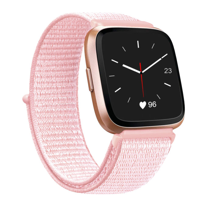 Fb.ny4.13 Front Nylon Strap Fits Fitbit Versa In Pink