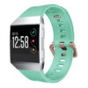 Fb.r18.11.rg Front Fitbit Ionic Silicone Rubber Sports Strap In Green W Rose Gold Buckle