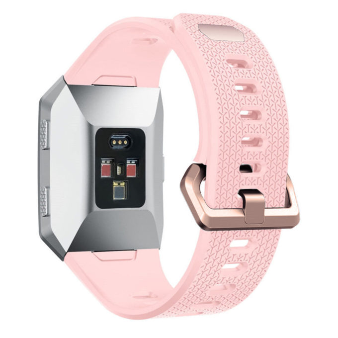 Fb.r18.13.rg Back Fitbit Ionic Silicone Rubber Sports Strap In Pink W Rose Gold Buckle