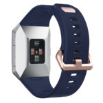 Fb.r18.5.rg Back Fitbit Ionic Silicone Rubber Sports Strap In Blue W Rose Gold Buckle