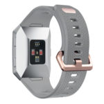 Fb.r18.7.rg Back Fitbit Ionic Silicone Rubber Sports Strap In Grey W Rose Gold Buckle