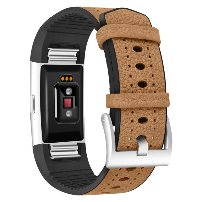 Fb.r26.2 Back Leather Strap Fits Fibit Charge 2 In Brown