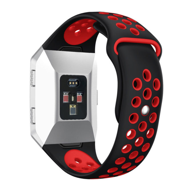 Fb.r28.1.6 Back Silicone Rubber Vented Sport Fits Fitbit Ionic In Black And Red