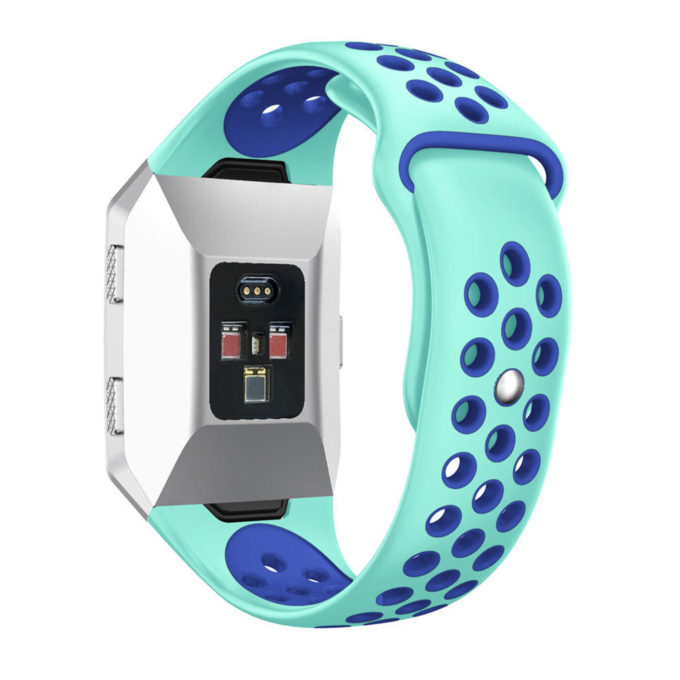 Fb.r28.11.5a Back Silicone Rubber Vented Sport Fits Fitbit Ionic In Green And Navy Blue