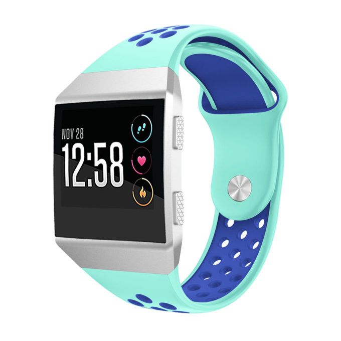 Fb.r28.11.5a Front Silicone Rubber Vented Sport Fits Fitbit Ionic In Green And Navy Blue