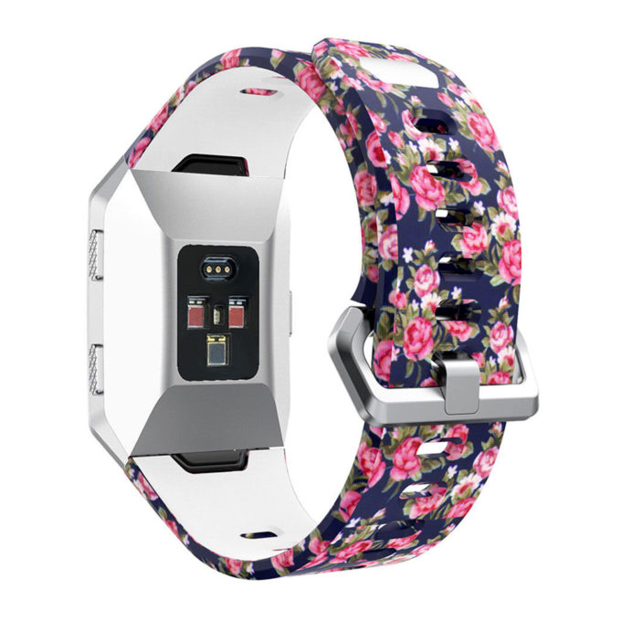 Fb.r29.b Back Peonies Pattern Rubber Strap Fits Fitbit Ionic