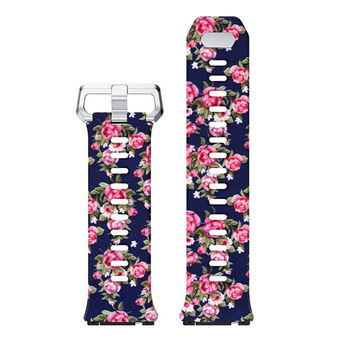 Fb.r29.b Top Peonies Pattern Rubber Strap Fits Fitbit Ionic