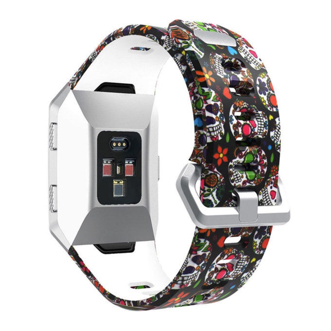 Fb.r29.j Back Sugar Skull Pattern Rubber Strap Fits Fitbit Ionic