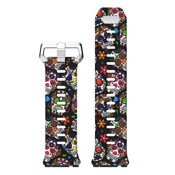 Fb.r29.j Top Sugar Skull Pattern Rubber Strap Fits Fitbit Ionic