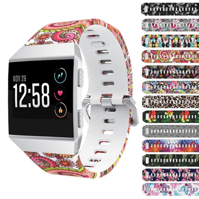 Fb.r29.k Gallery Paisley Pattern Rubber Strap Fits Fitbit Ionic