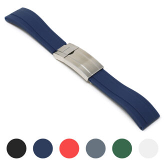 r.rx3 Gallery Blue StrapsCo Silicone Rubber Replacement Watch Band Strap For Rolex With Straight Ends